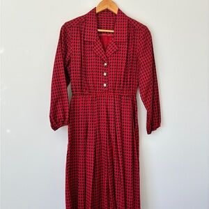 Vintage Red Houndstooth Women's Dress